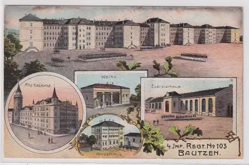 908464 Mehrbild Ak Gruß vom 4.Inf.Regt.Nr.103 in Bautzen 1911