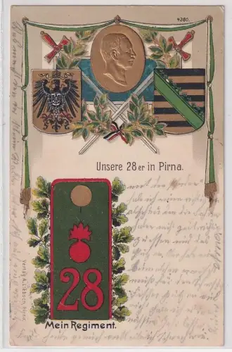 15950 Präge Ak Mein Regiment Pirna 2. Feldartillerie Regiment Nr. 28, 1909