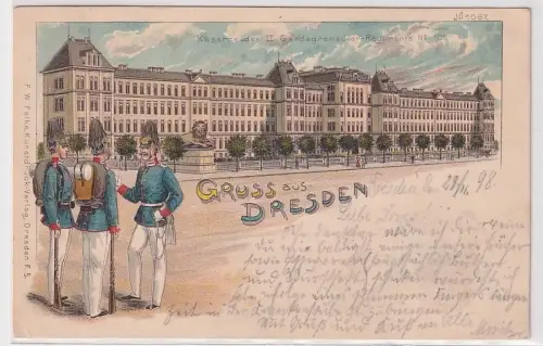 24091 Ak Lithographie Dresden Albertstadt Kaserne des 2.Gren. Regiments Nr.101