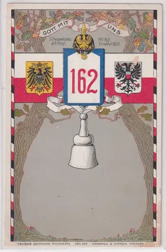04339 Regiments Ak Lithographie Lübeck 3.Hanseatisches Infanterie Regiment