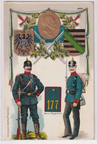 905899 Präge Ak Mein Regiment Dresden Kgl. Sächs. 12. Infanterie-Regiment Nr.177