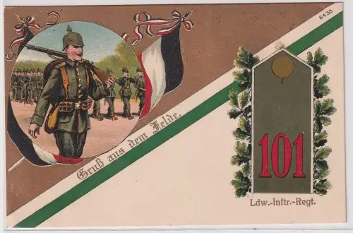 96085 Patriotika Ak Gruß aus dem Feld Zittau Landwehr Infanterie-Regiment Nr.101