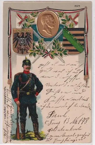 904381 Präge Regiments Ak Sächsischer Soldat 1907