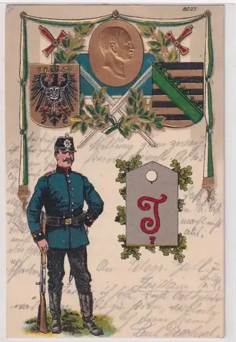 52313 Präge Ak Mein Regiment Dresden Kgl.Sächs.Telegraphen Batl.Nr.7
