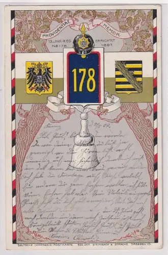 63974 Regiments Ak Lithographie Kamenz Kgl.Sächs.13.Infanterie-Regiment Nr.178