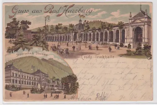 904900  Ak Gruss aus Bad Harzburg. Städlisches Soolbad, Crodo-Trinkhalle.um 1904