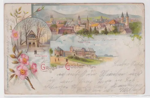 11496 Ak Gruss ausGoslar. a/Harz. Kaiserhaus.  Domcapelle. Totalansicht. 1900