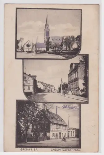 39080 Ak Grüna I.Sa. Chemnitzerstrasse. um 1920