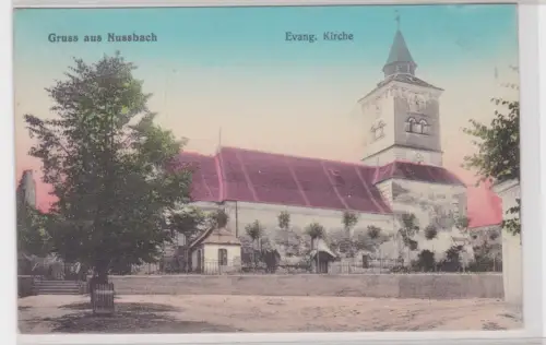 909063 Ak Gruss aus Nussbach. Evang. Kirche. um 1940