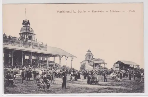 61790 Ak Karlshorst b. Berlin - Rennbahn -Tribünen - I.Platz. um 1930