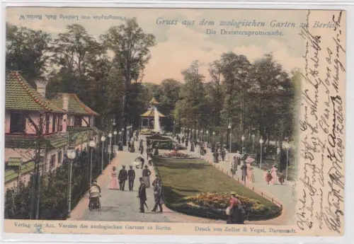 86650 Ak Gruss aus dem zoologischen Garten zu Berlin Die Dreisternpromenade.1902