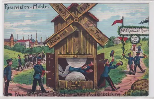 909176 Militär Humor Ak Reservisten-Mühle 'Reserve hat noch ... Tage!' 1911