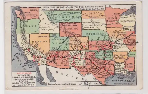 909062 Karten Ak USA von Großen Seen bis Pazifikküste und Golf von Mexiko