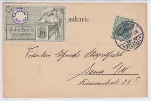 54556 Reklame Ak Neukirchen-Pleiße mit 10-Mark-Vignette 1913
