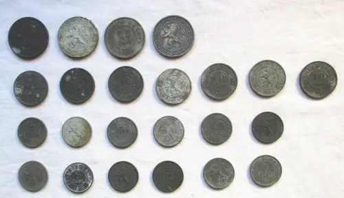 23 x Zink Münzen deutsche Besetzung Königreich Belgien 1915/1916