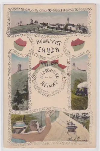 05000 Ak Willkommen in der Heimat. Heimatfest Sayda. um 1908