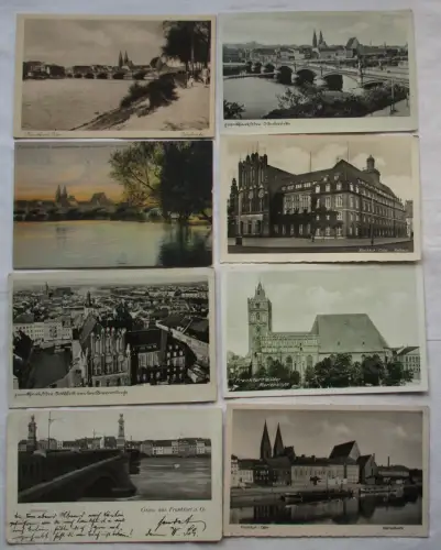 08709/8 Ak Frankfurt Oder - Oderbollwerk, Oderbrücke, Marienkirche, Rathaus, usw