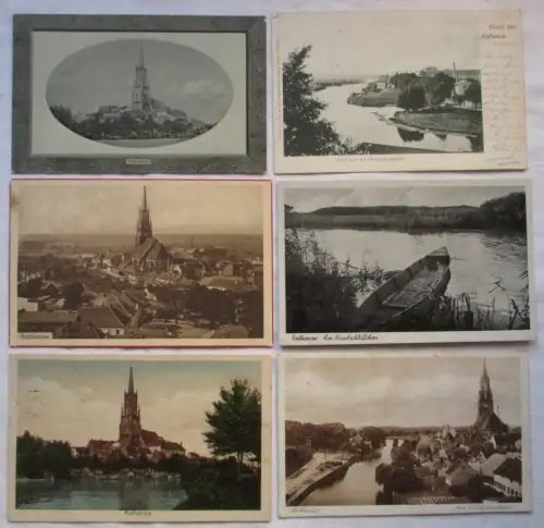 59660/6 Ak Rathenow - Schleusendenkmal, Havelschlößchen, St. Marien-Andreas usw.