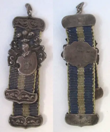 Studentika Bierzipfel Burschenschaft 1928 blau-weiß-blau Silber 800 (147384)