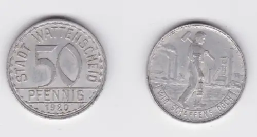 50 Pfennig Aluminium Münze Notgeld Stadt Wattenscheid 1920 Bergmann ss (160099)