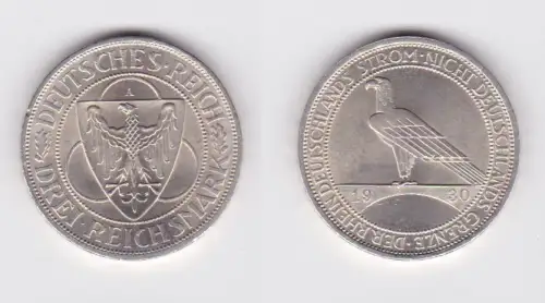 Silber Münze 3 Mark Rheinlandräumung 1930 A f.vz (165787)