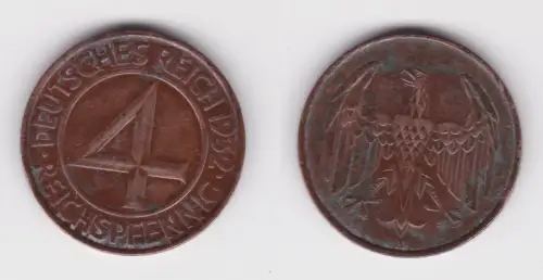 4 Pfennig Kupfer Münze Weimarer Republik 1932 A "Brüning Taler" (167635)