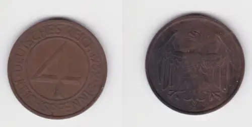 4 Pfennig Kupfer Münze Deutsches Reich 1932 E f.vz (168723)
