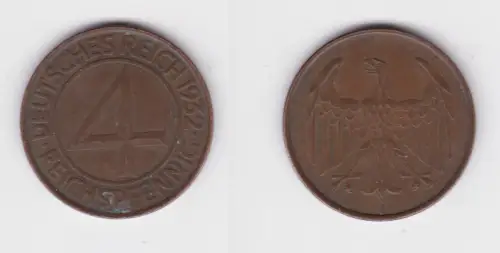 4 Pfennig Kupfer Münze Weimarer Republik 1932 A "Brüning Taler" (160437)