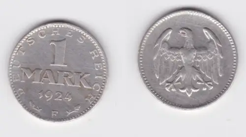1 Reichsmark Silber Münze Weimarer Republik 1924 F f.ss (168309)
