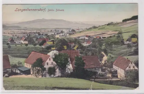 40960 Ak Langenhennersdorf, Sachsischen Schweiz. Totalansicht. um 1930