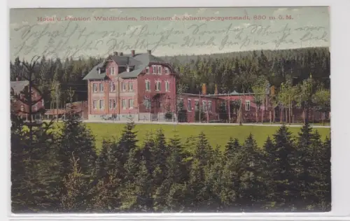 93939 Ak Hotel u. Pension Waldfrieden, Steinbach b. Johanngeorgenstadt,850 m ü.M