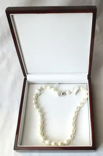dekorative Kette 925er Silber mit wunderbaren Perlen im Holz OVP (106942)