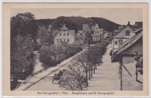 908697 Ak Bad Georgenthal i. Thür. Hauptstrasse und St. Georgenplatz. um 1930