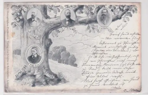 908699 Ak Porträts der Stenographen. Hildburghausen 1898