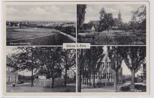 907640 Mehrbild Ak Gleina bei Zeitz Kirche, Denkmal, Schule 1940