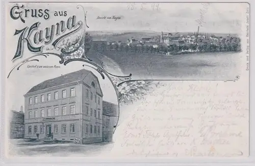 908138 Mehrbild Ak Gruß aus Kayna Gasthof zum weissen Ross usw. 1899