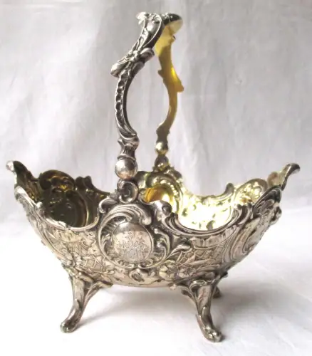 800er Silber Schale Jugendstil mit Wappen Hessenberg datiert 1893 (112914)