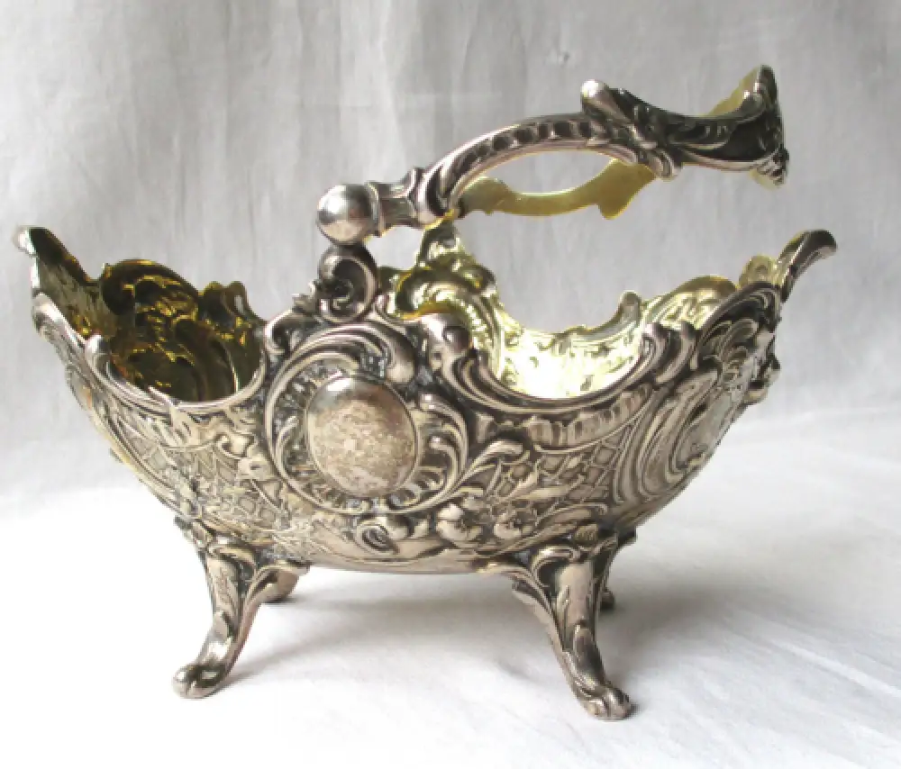 800er Silber Schale Jugendstil mit Wappen Hessenberg datiert 1893 (112914) 1