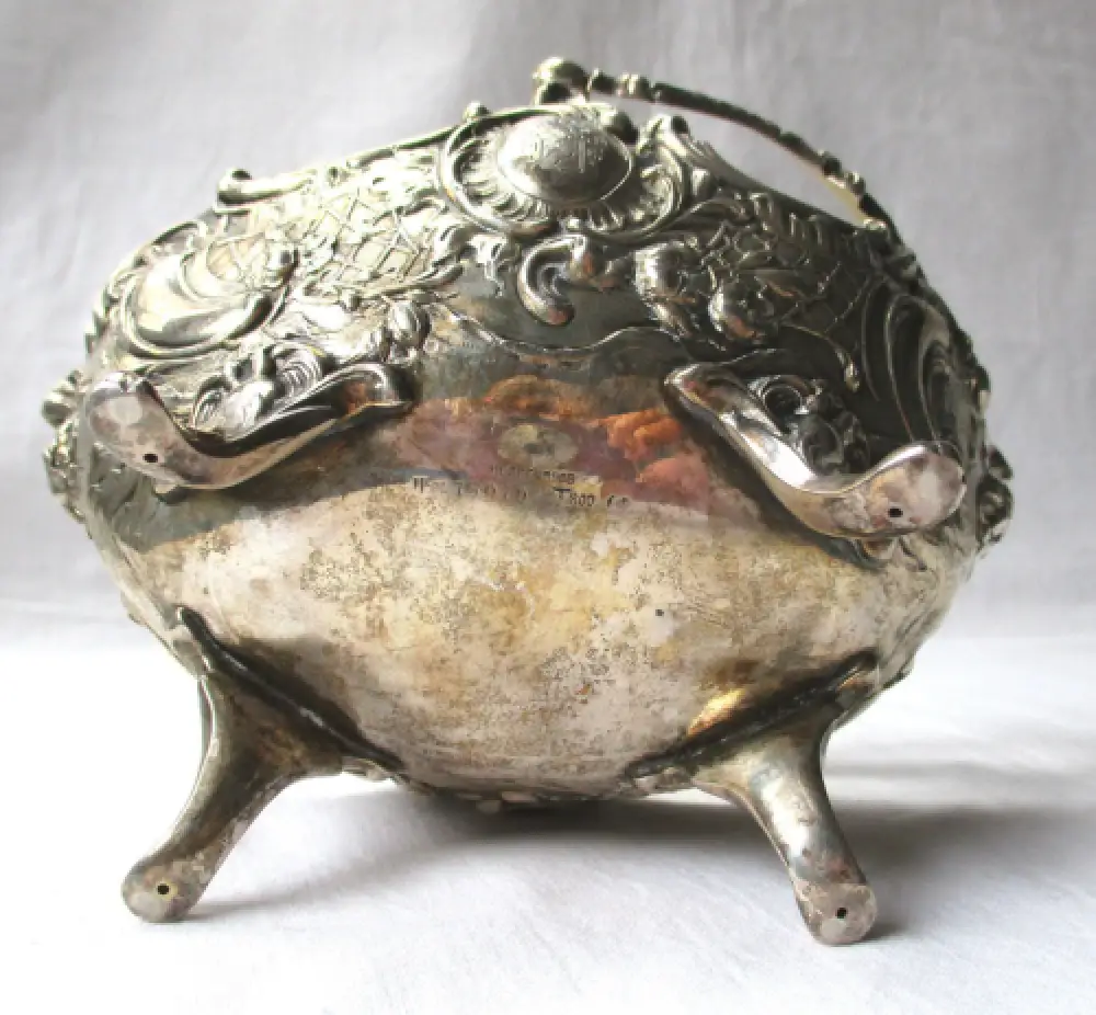 800er Silber Schale Jugendstil mit Wappen Hessenberg datiert 1893 (112914) 4