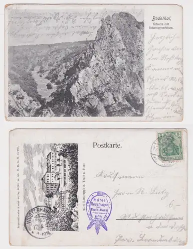 909533 Ak Bodethal, Schurre mit Rosstrappenfelsen. Thale a.Harz. 1903