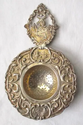 925er Silber Teesieb Holländerwindmühle Landschaftsansichten (116194)