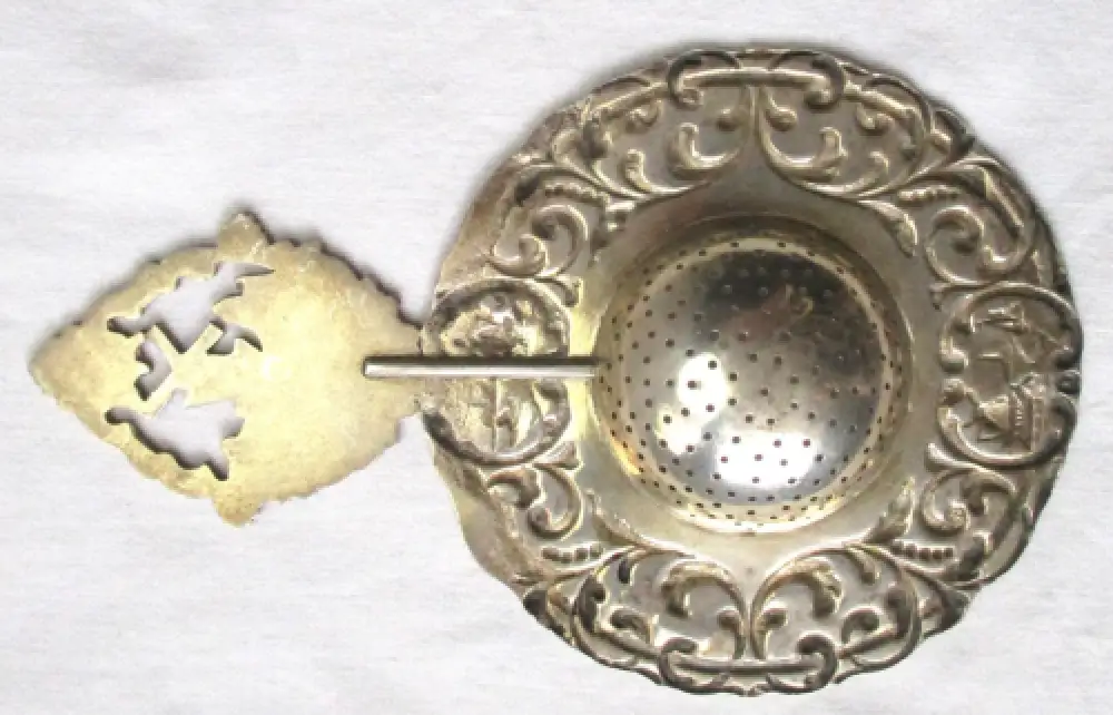 925er Silber Teesieb Holländerwindmühle Landschaftsansichten (116194) 3