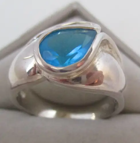 farbintensiver Damen Ring 925 Sterling Silber mit blauem Stein (140867)