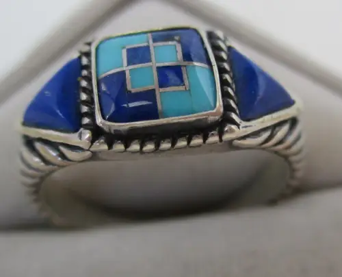 einzigartiger Damen Ring 925 Silber mit blauen IntarsienCarolyn Pollack (142229)