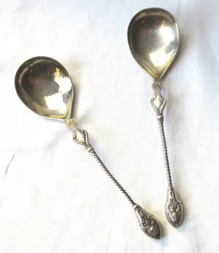 P. HERTZ Dänemark 830er Silber Löffel Paar – Jugendstil Frauenkopf (126037)