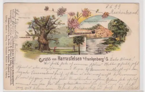 909248 AK Gruss vom Harrasfelsen bei Frankenberg i/S. 1899
