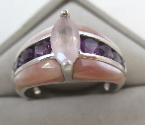 dekorativer Damen Ring 925 Sterling Silber mit Amethyst (140607)