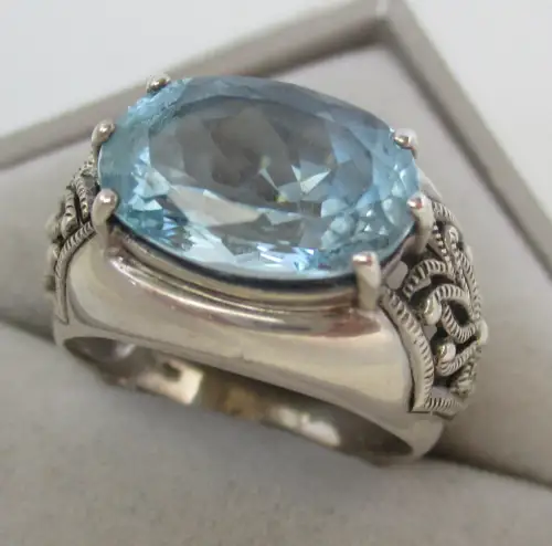 toller Damen Ring 925 Sterling Silber mit Topas und filigranen Details (131254)