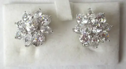 hochwertige 925er Silber Ohrringe Ohrklipser + Zirkonia Marke DQCZ (107261)