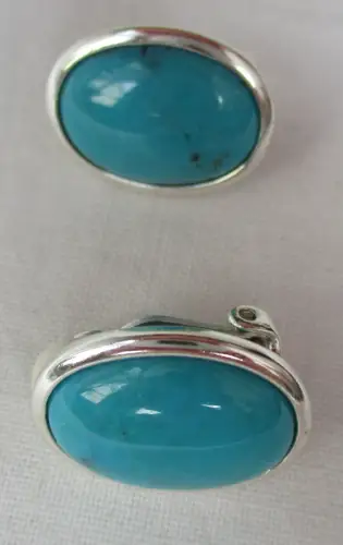 hochwertige 925er Sterling Silber Ohrringe Ohrklipser mit Türkis Stein (126546)